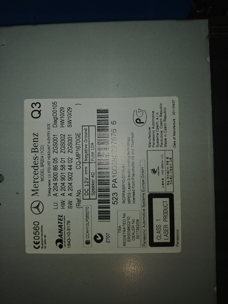 MERCEDES W204 NAVIGATION RADIO A2049008605 Product image