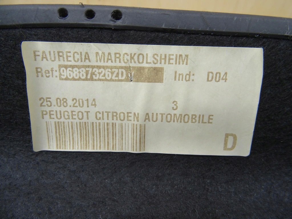 Citroen DS4 Trunk Shelf 96887326ZD Product image