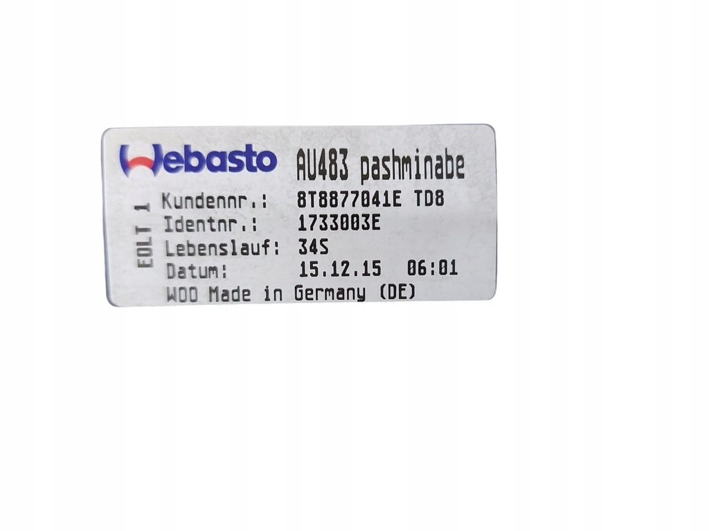 Audi A5 Sportback Sunroof Audi OE 8T8877041E 2015 Product image