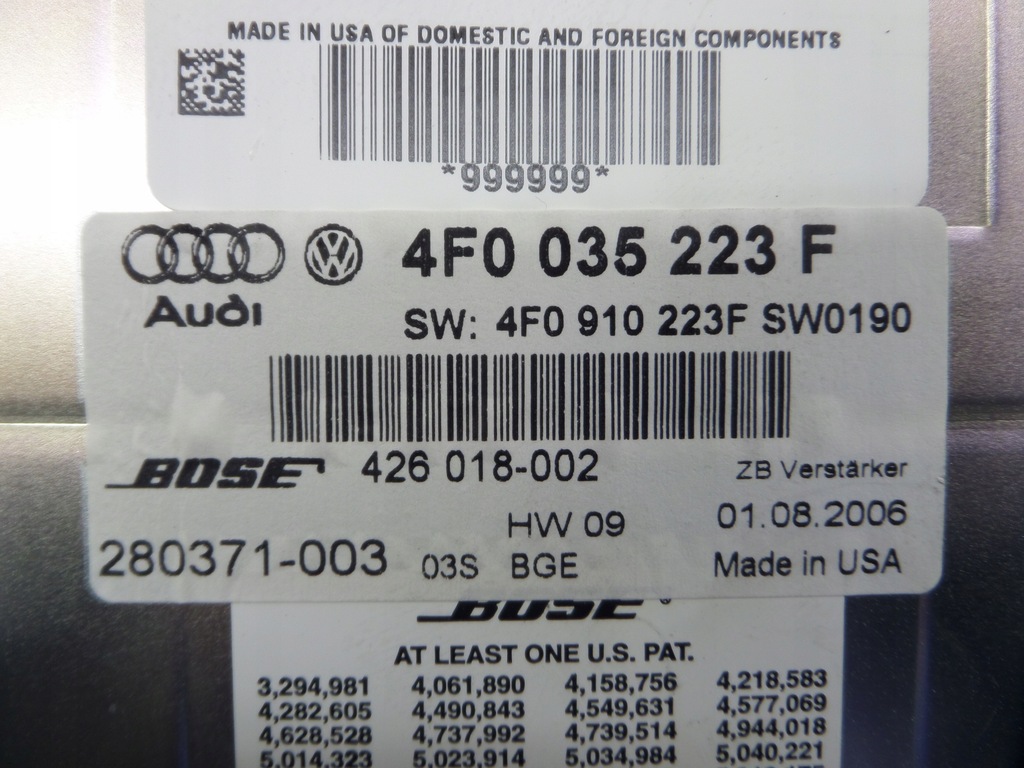 ΕΝΙΣΧΥΤΗΣ BOSE AUDI A6 C6 4F0035223F 4F0910223F FUNCTIONAL Product image