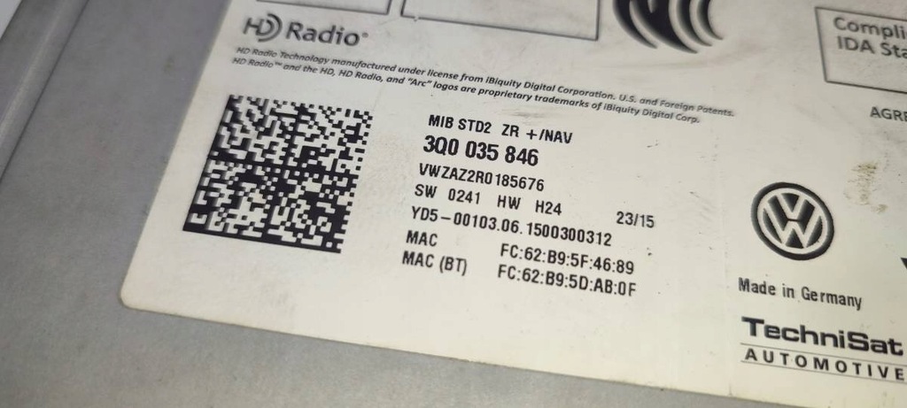 RADIO SD Card Reader NAVIGATION VW GOLF VII POLO 6R6C PASSAT 3Q0035846 Product image