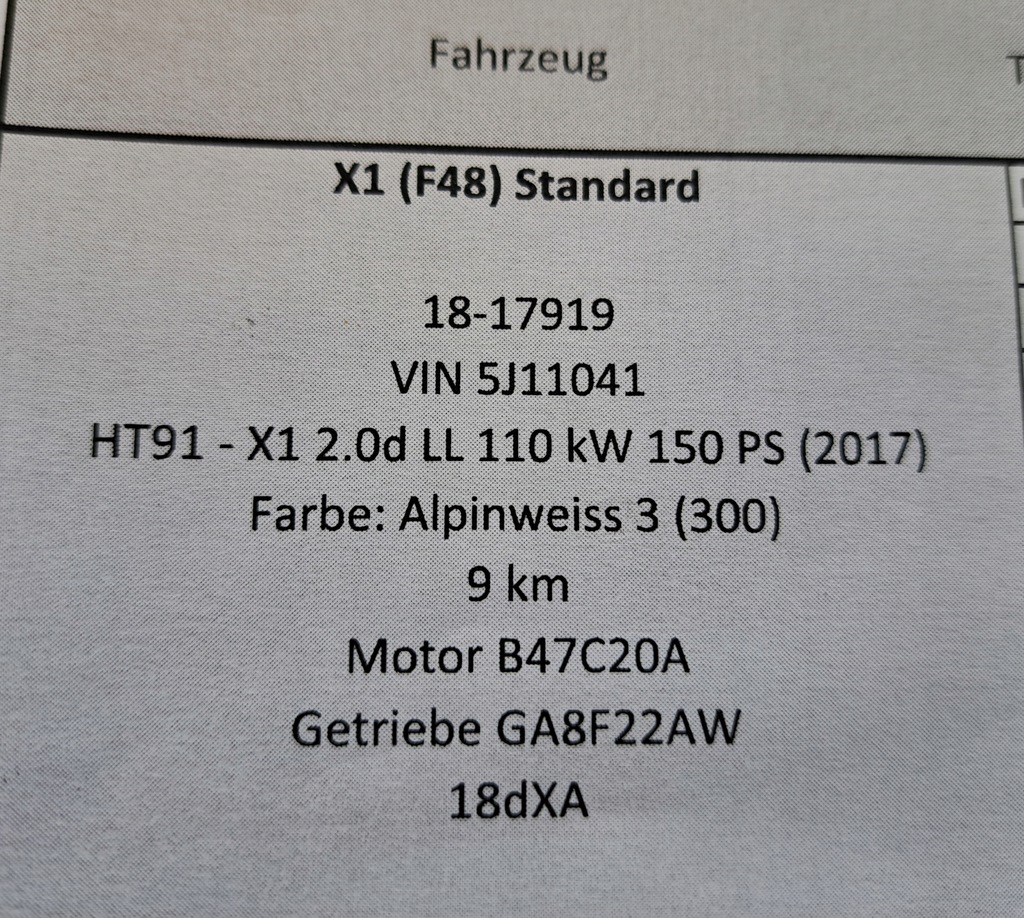 BMW X1 F48 2.0 D 4X4 ΚΑΤΩ ΚΑΛΥΜΜΑ ΑΡΙΣΤΕΡΟ ΝΕΟ 9 HP Product image