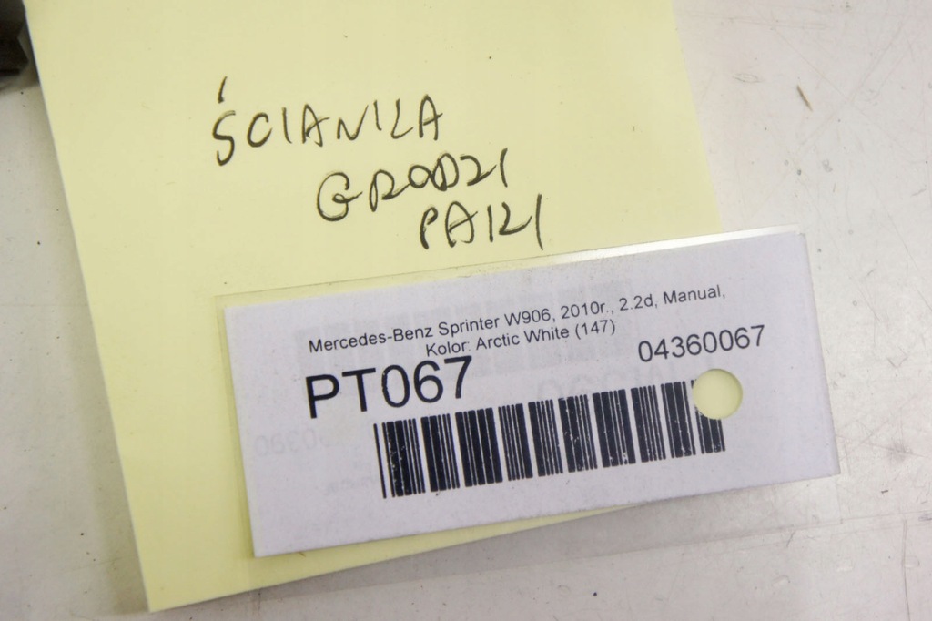 PT067 Mercedes Sprinter W906 Πλάκα τοίχου διαφράγματος Product image