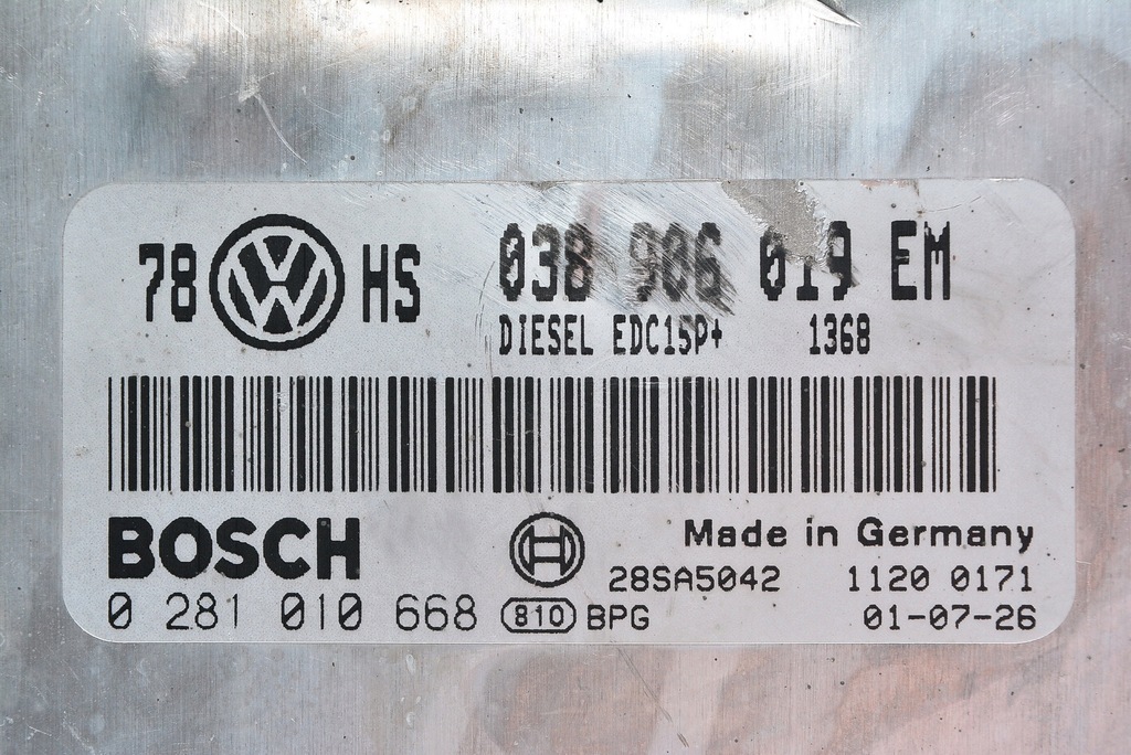 υπολογιστής PASSAT B5 1.9 TDI 038906019EM 0281010668 Product image