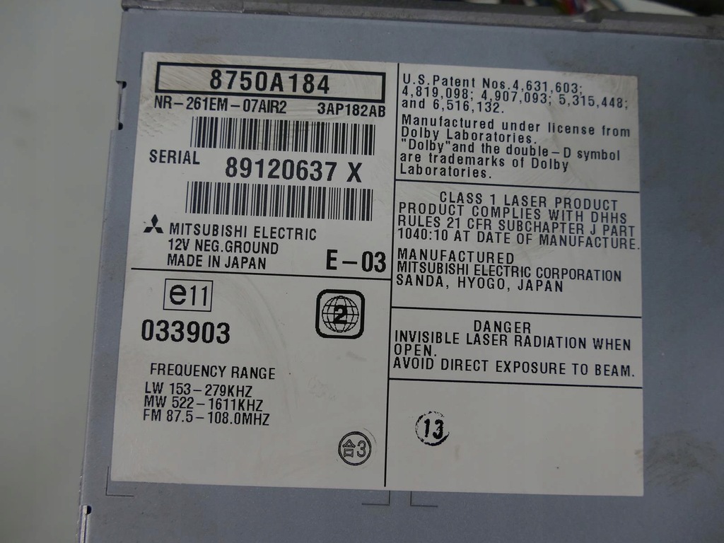 MITSUBISHI OUTLANDER II RADIO PLAYER ΠΛΟΗΓΗΣΗ ΟΘΟΝΗ NAVI Product image