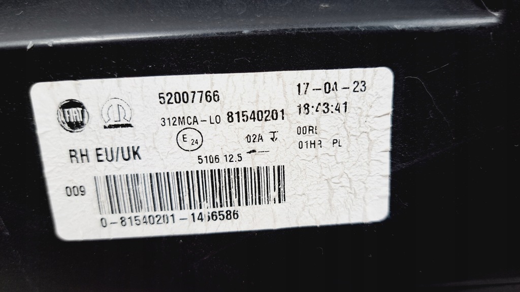 FIAT 500 Abarth LIFT 16-20 Halogen Right Regular με LED 52007766 Product image
