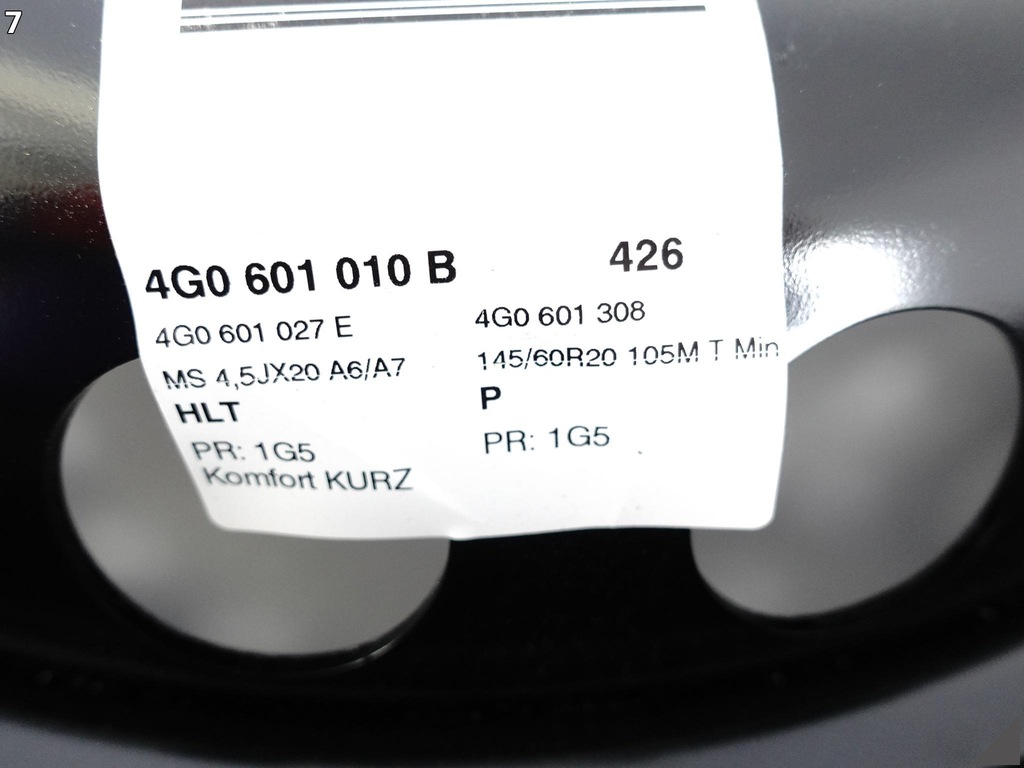 AUDI A6 S6 4G0 A7 S7 4G8 10-18 LIFT SPARE WHEEL T145/60R20 105M PIRELLI Product image