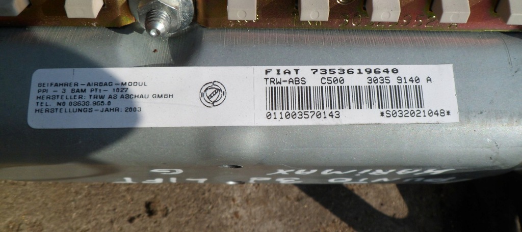 Airbag Passenger Airbag Punto 2 II 99-2010 Λευκό 735361964 Product image
