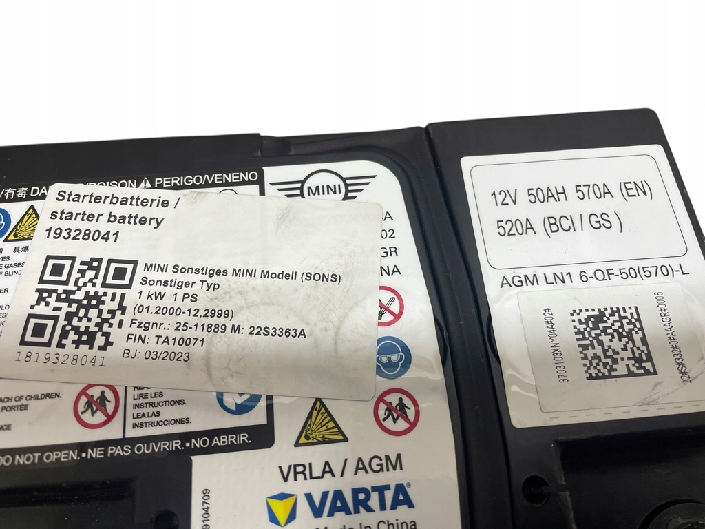 AGM Start-STOP 12V 50AH 570A MINI 2023 Product image