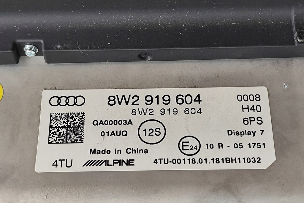 Οθόνη πλοήγησης AUDI A5 F5 8W2919604 2018 RHD 25207290 Product image