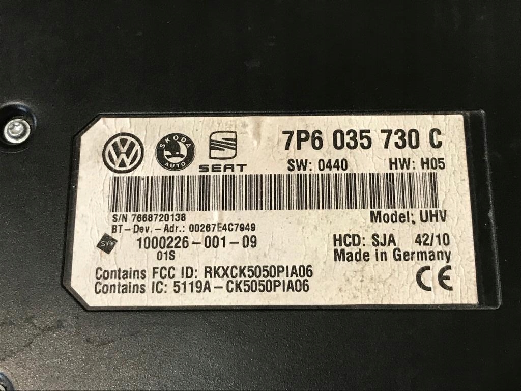 ΜΟΝΑΔΑ ΕΛΕΓΧΟΥ BLUETOOTH SEAT IBIZA IV 7P6035730C Product image