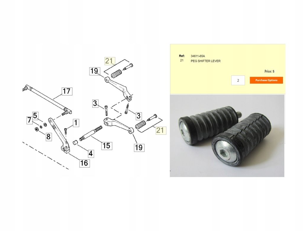 Shift Foot Peg Rubber Ποδαράκια Harley OEM Product image