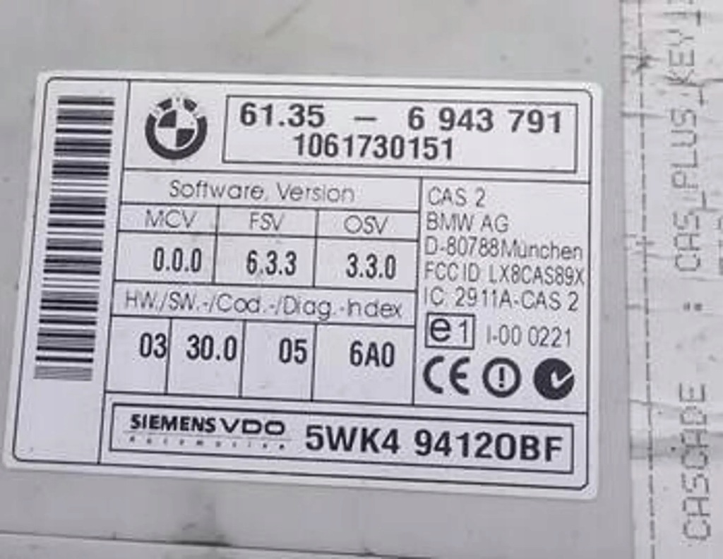 BMW 5 E60 E61 03-10 - ΜΟΝΑΔΑ ΕΛΕΓΧΟΥ CAS 6943791 Product image