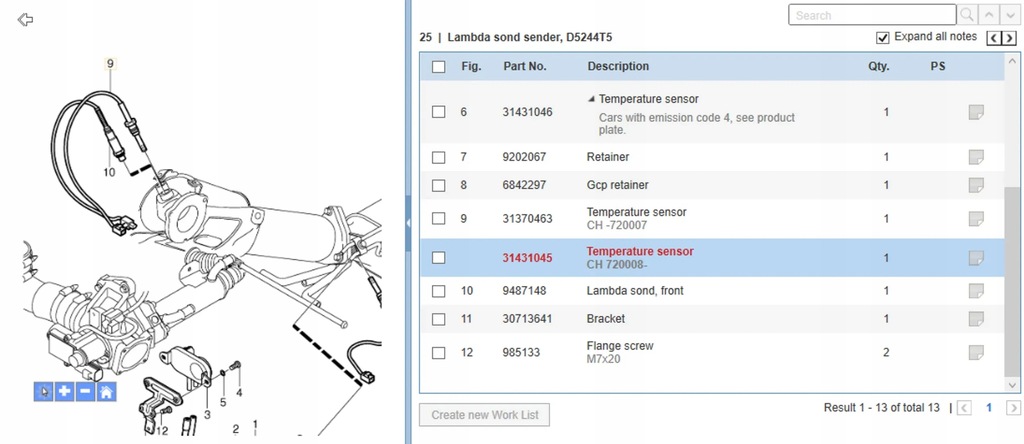 Volvo S60 2007 Αισθητήρες θερμοκρασίας λαδιού Product image