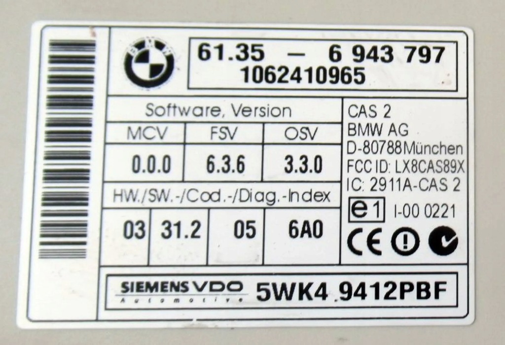 BMW 5 E60 E61 ΜΟΝΑΔΑ ΕΛΕΓΧΟΥ CAS 6943797 Product image