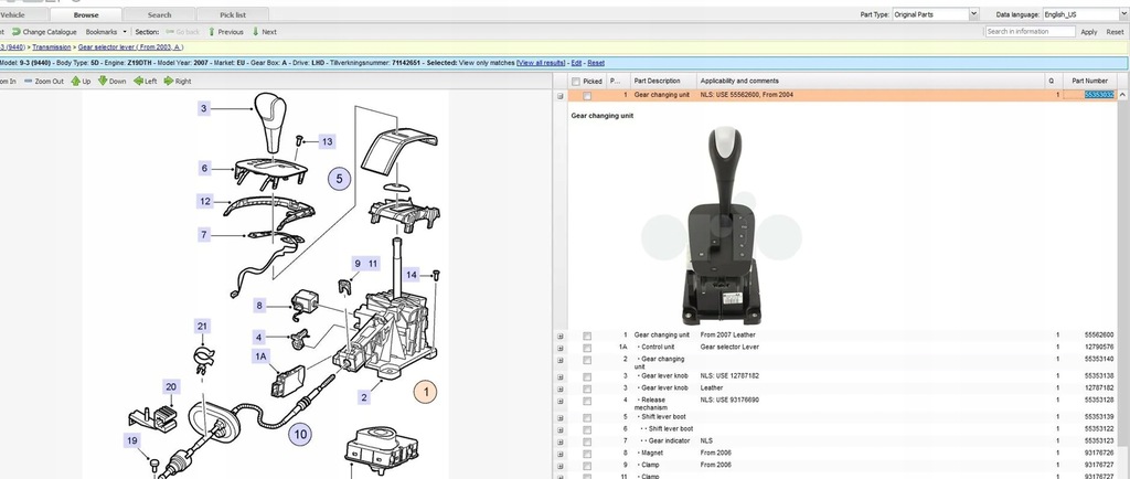 Saab 9-3 Ver2 2007 Μοχλοί και επιλογείς Product image