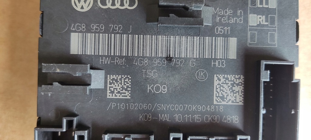 Ελεγκτής μπροστινής δεξιάς πόρτας AUDI A6 C7 4G8959792J Product image