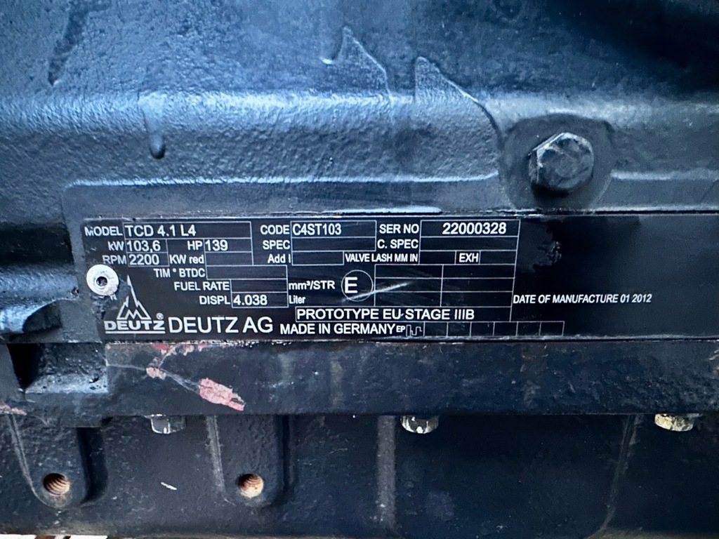 DEUTZ FAHR MERLO TCD ENGINE 4.1 L4 C4ST103 22000328 GP3404332 04503190R Product image