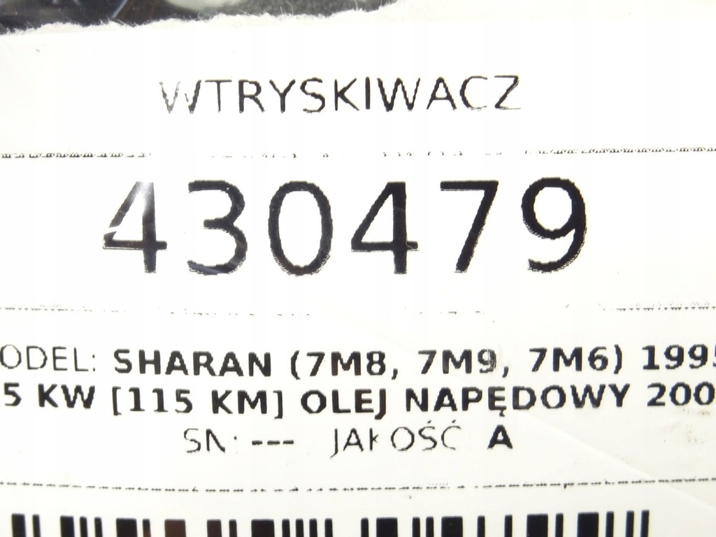 INJECTOR VW SHARAN 0414720038 1.9 115KM 95-10 INJECTION Product image