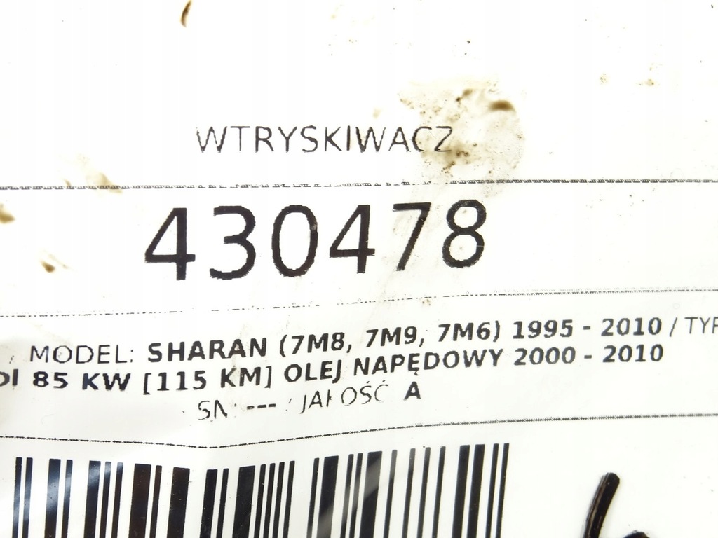 INJECTOR VW SHARAN 0414720038 1.9 115KM 95-10 INJECTION Product image