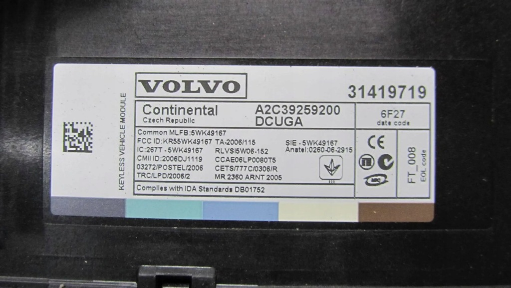 ΕΛΕΓΧΟΣ VOLVO XC60 ΚΛΕΙΔΙ 31419719 13- Product image