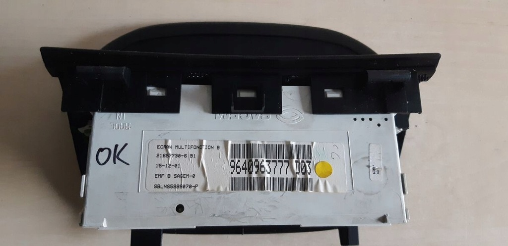 Οθόνη οθόνης Peugeot Radio 307 2001-2005 Πριν από την ανύψωση 9640963777 Product image