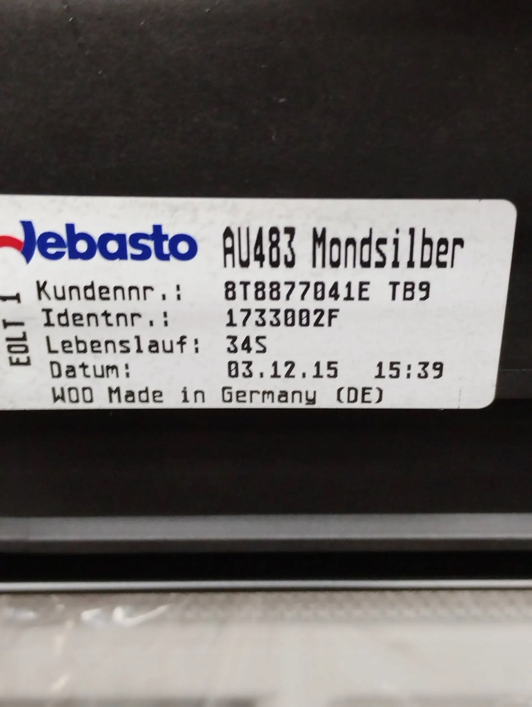 Audi A5 Sportback 8TA Sunroof 8T8877041E Product image