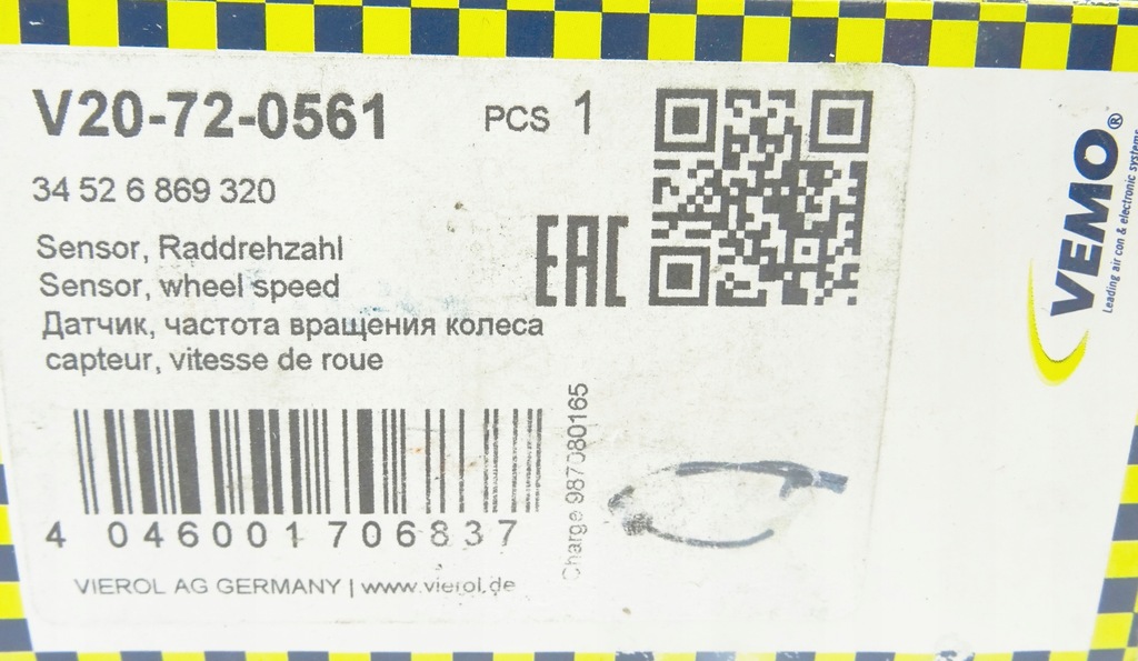 ABS Sensor Front BMW F20 F21 F30 34526791224 34526869320 Product image
