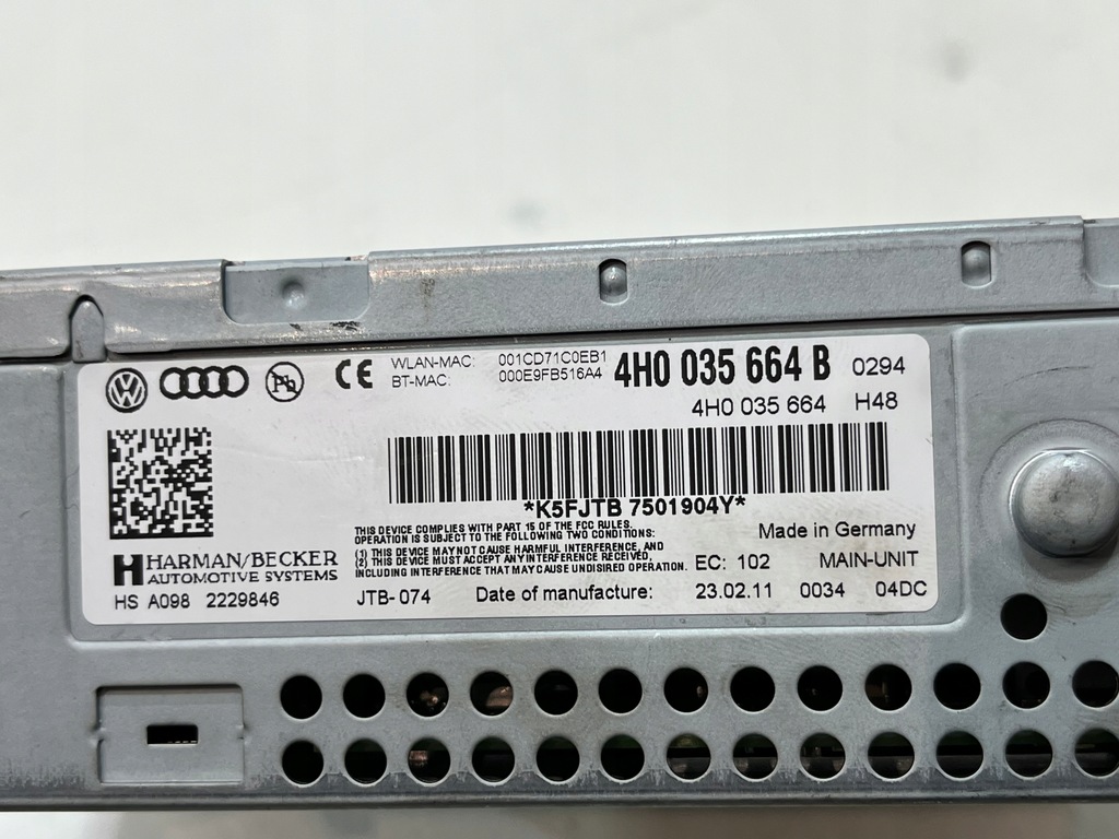 ΑΝΑΓΝΩΣΤΗΣ ΠΛΟΗΓΗΣΗΣ AUDI A8 D4 4H0035664B ΛΕΙΤΟΥΡΓΙΚΟ, ΝΟΜΙΚΟ! Product image