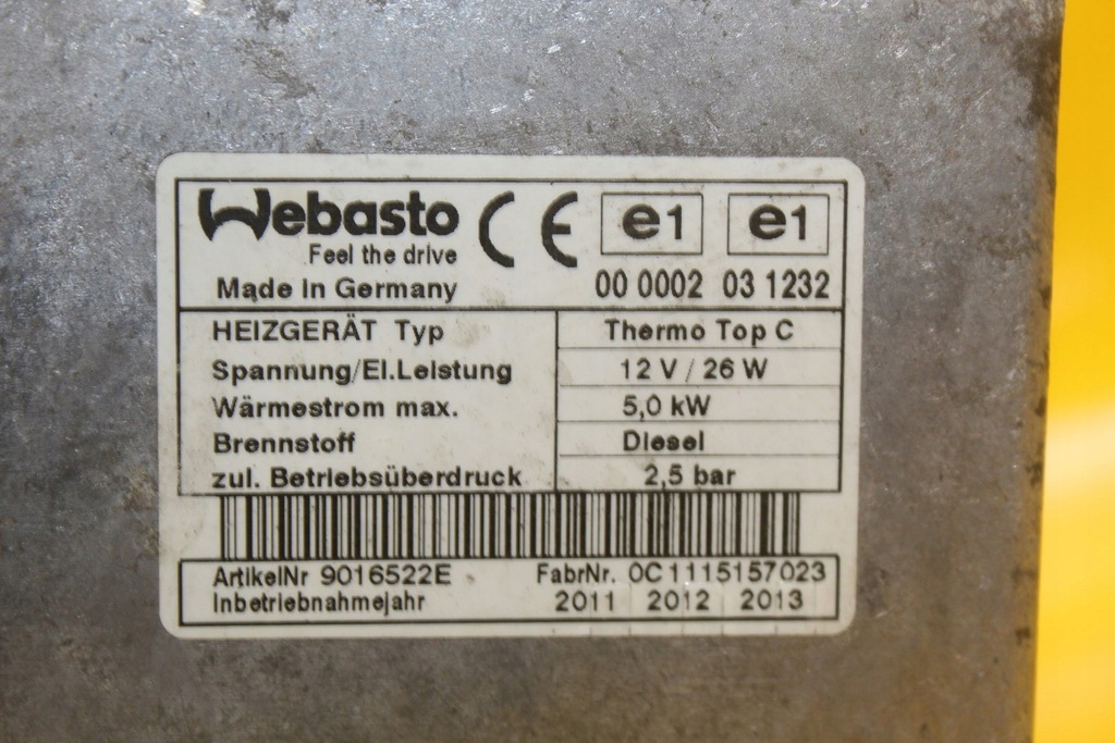 Ψήνουμε Webasto Thermo Top C Diesel 5.0 kW 12V Audi Q7 Bus VW Seat 4L0815071G Product image