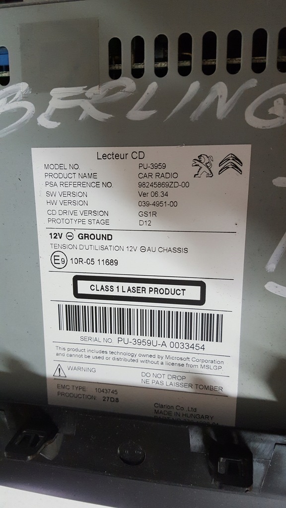 CITROEN PEUGEOT 98245869ZD ΚΑΡΤΑ ΑΝΑΓΝΩΣΤΗΣ ΚΑΙΝΟΥΡΓΙΟ Product image