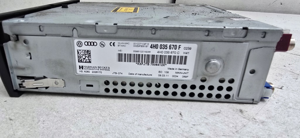 AUDI A8 D4 READER MMI MULIMEDIA RADIO SD CD 4H0035670F Product image