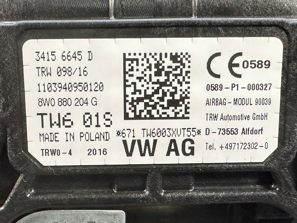 Audi A4 B9 A5 F5 8W επιβάτης αερόσακων 8W0880204G + Plugins Product image