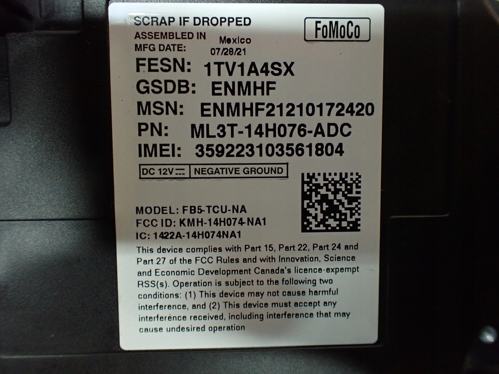 Μονάδα τηλεματικής επικοινωνίας Ford F150 Lariat 2022 Product image
