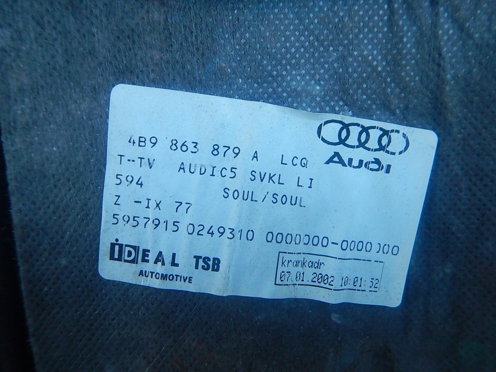 AUDI A6 C5 COMBI LIFT ΑΡΙΣΤΕΡΟ ΚΑΛΥΜΜΑ ΠΟΡΘΙΑΣ 4B9863879A ORIGINAL Product image