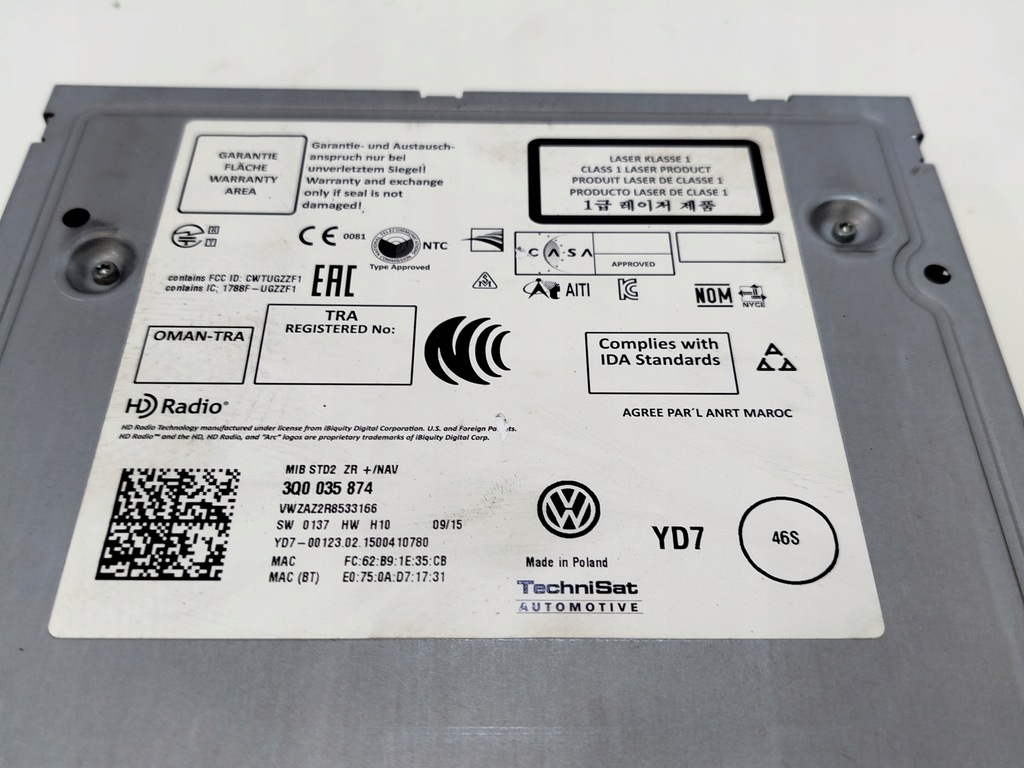 ΑΝΑΓΝΩΣΤΗΣ ΠΛΟΗΓΗΣΗΣ VW PASSAT B8 3Q0035874 ΛΕΙΤΟΥΡΓΙΚΟ, ΝΟΜΙΚΟ! Product image
