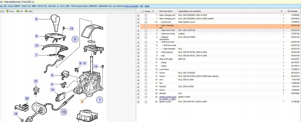 Saab 9-3 Ver2 2003 Μοχλοί και επιλογείς Product image