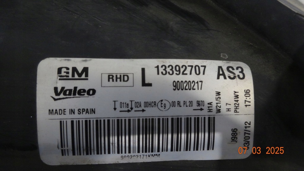 Opel Corsa D Lift 12R Αριστερά μπροστινή λάμπα 13392707 Αγγλικά Product image