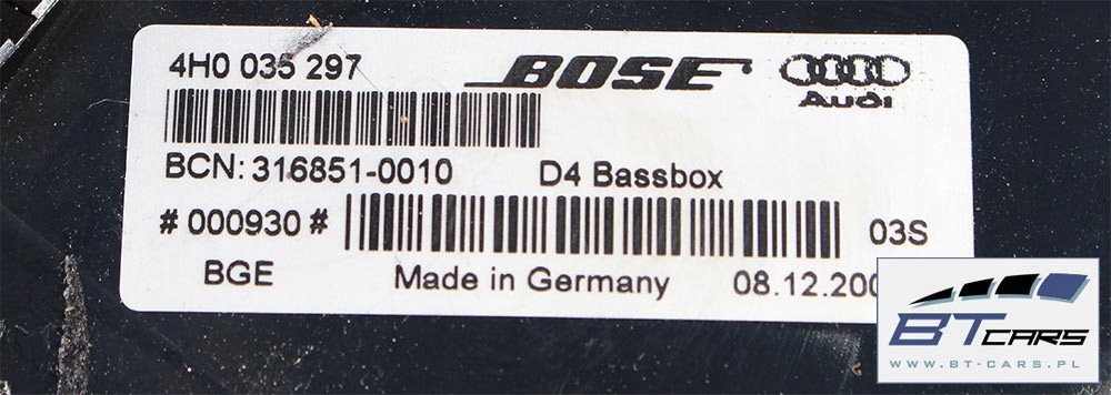 Audi A8 Ηχεία Bose Sound System 4H 4H0035411A 4H1035401 4H1035402 4H0035 Product image