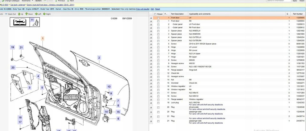 Saab 9-5 2011 Μπροστινή αριστερή πλευρά Πόρτα Product image