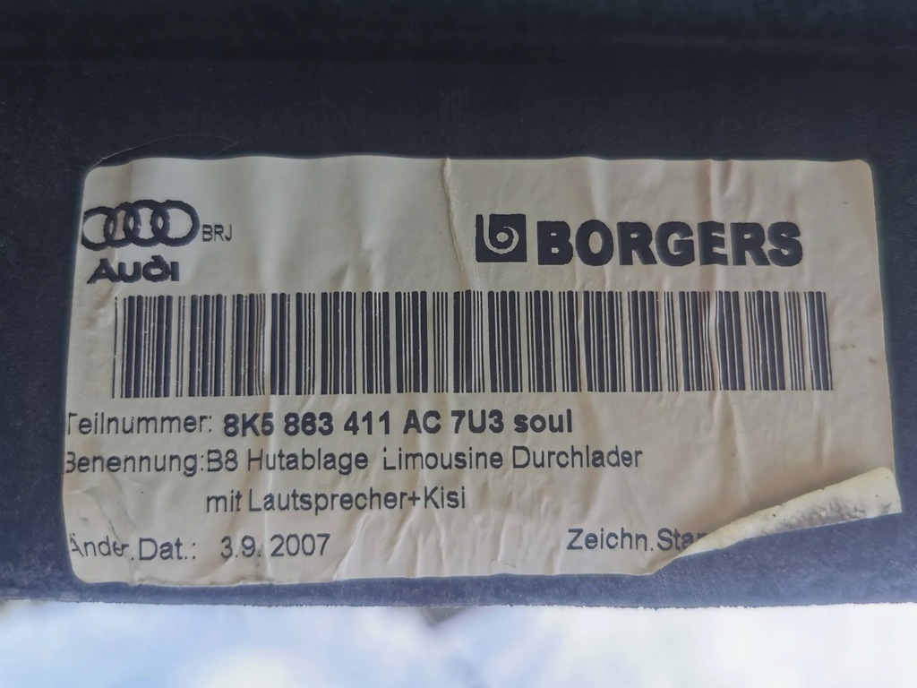 AUDI A4 B8 ΡΑΦΙ ΚΟΡΜΟΥ ΠΙΣΩ EUROPE 8K5863411AC SEDAN Product image