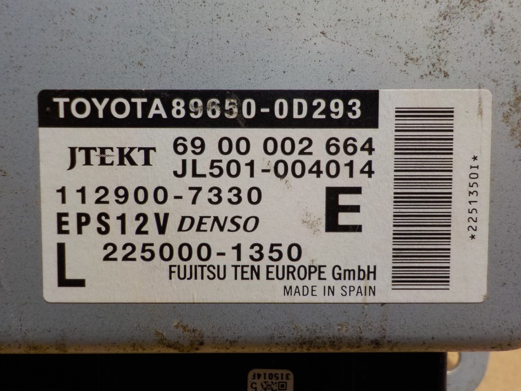 TOYOTA YARIS III 2013R D4D POWER STEERING MODULE 89650-0D293 Product image