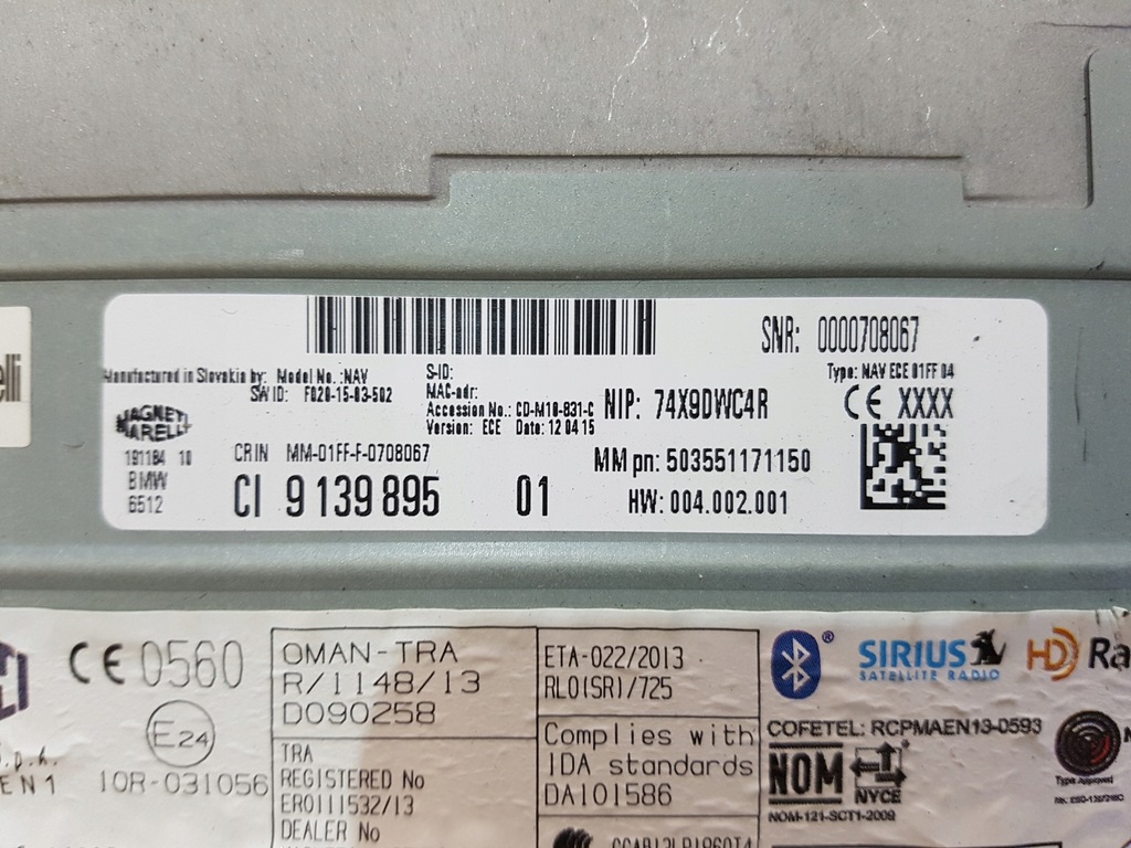 BMW F30 F31 F34 F36 9139895 ραδιοπλοήγησης Product image